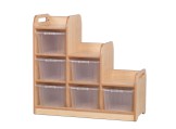 Getrapte Kast B95 x D40 x H90 cm Esdoorn Links met 6 Bakken Tangara Groothandel Kinderopvang en kinderdagverblijf inrichting01